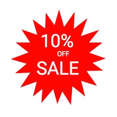 10 percentage off sale red and white icon sticker