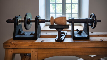 An old lathe for carving wood