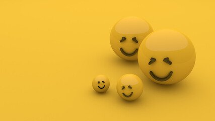 Smile emoji, background, world smile day, 3D, 3D rendering, 3D illustration