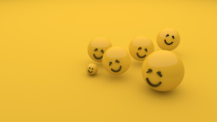 Fototapeta premium Smile emoji, background, world smile day, 3D, 3D rendering, 3D illustration