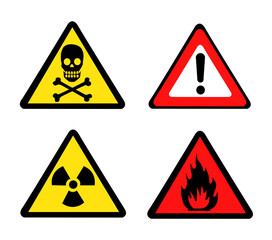 Set of Triangular Warning Hazard Signs