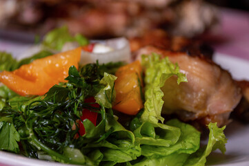 grilled meat with vegetables