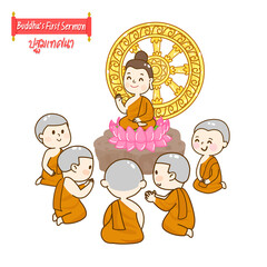 Cartoon buddha character  on background.