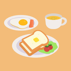 シンプルでかわいい朝ごはんのイラスト