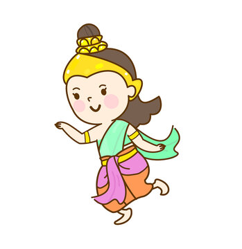 Cartoon thai angel character vector.