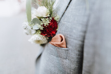 Brautstrauß, Hochzeitsblumen, Blumen, rot, weiß, Florist, Strauß, anstecken, braut, Bräutigam, hübsch, modern, 