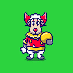 cute halloween clown sheep carrying ball