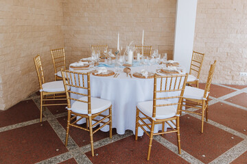 Schön gedeckter Tisch an der Hochzeit