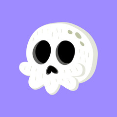 Fototapeta premium Cute skull symbol vector doodle. Cartoon happy halloween illustration