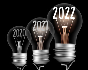 Vector Light Bulbs with New Year 2022
