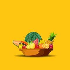 illustration of fruit on a yellow background