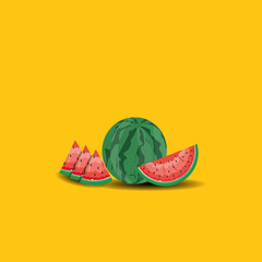 illustration of watermelon on a yellow background