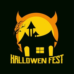 hallowen fest logo vector illustration perfect for banner, tshirt design