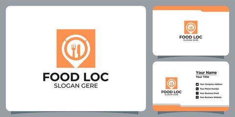 Minimalist food and location logo set with business card branding
