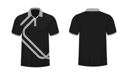 T-shirt Polo grey and black template for design on white background. Vector illustration eps 10.