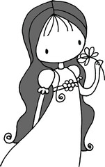 vector cartoon girl with flowers