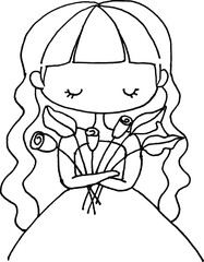 vector cartoon girl with flowers