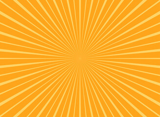 Sunlight rays horizontal background. Bright orange color burst background.