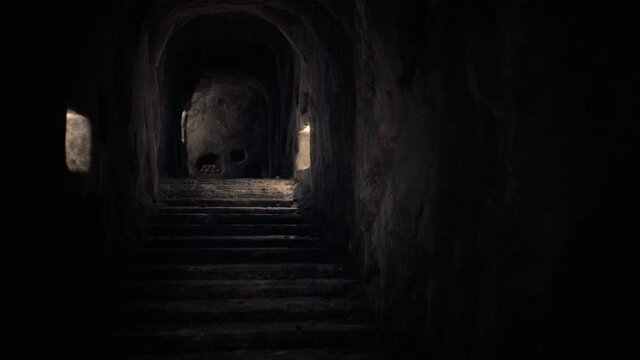 old dark stone underground Catacombs