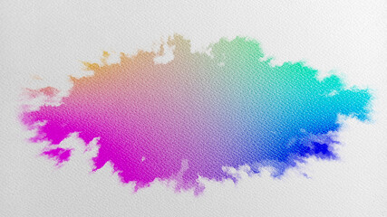 Bright rainbow gradient watercolor stain on textured watercolor paper