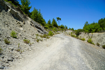 Fototapeta na wymiar dusty road on rhodes island