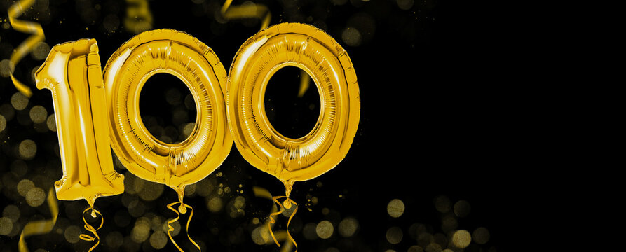 Golden balloons with copy space - Number 100