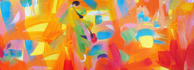 Hand drawn painting abstract art panorama background colors texture design illustration..  © v.stock