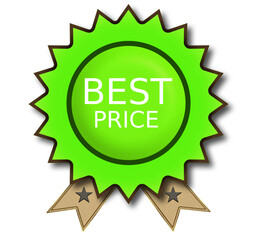 A Green Best Price Award Sticker