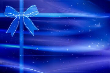 Weihnachten Hintergrund Abstrakt blau Schleife Geschenkkarte blau weiß silber schwarz Rahmen hell dunkel mit Linien und Wellen Merry x-mas