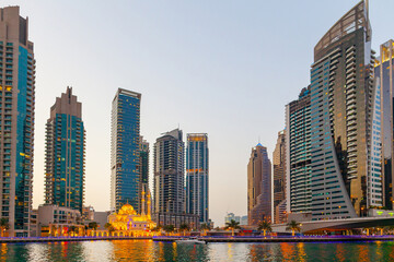 Fototapeta na wymiar Dubai Marina in Dubai skyscrapers