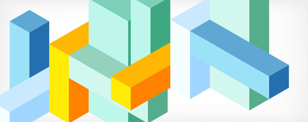 Abstract background. 3d cubes, cubic elements and blocks. Techno or business concept for wallpaper, banner, background, landing page