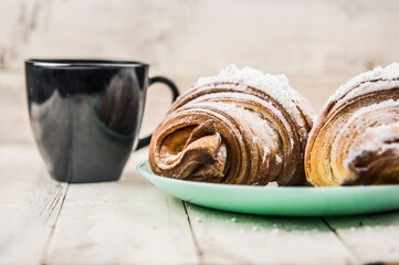 Croissant on plate in the restaurant
