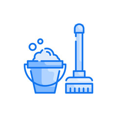 Cleaning vector blue colours icon style illustration. EPS 10 file