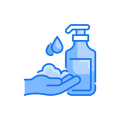Hand washing vector blue colours icon style illustration. EPS 10 file