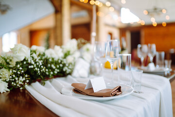 Beautiful decorated table for the event. Wedding, birthday, party, event concept.