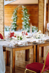 Beautiful decorated table for the event. Wedding, birthday, party, event concept.