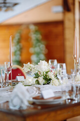 Beautiful decorated table for the event. Wedding, birthday, party, event concept.