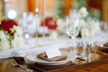 Beautiful decorated table for the event. Wedding, birthday, party, event concept.
