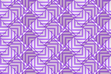 Light seamless geometric pattern with volume cubes and lilac strips. template for wallpapers, textile, fabric, wrapping paper, backgrounds. Abstract texture with volume extrude effect.