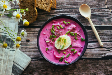 Borsch. Tasty soup. Russian national dish 