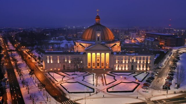 Roman Basilica of st. Vincent de Paul, Bydgoszcz in winter