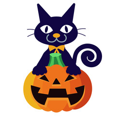 ハロウィンの黒猫：Halloween Black Cat