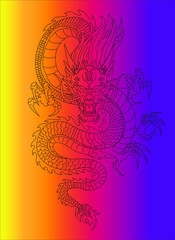 Vibrant-toned background digital dragon art drawing 