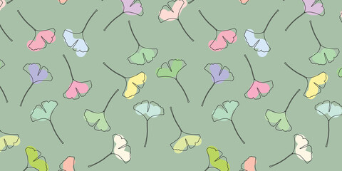 Colorful ginkgo biloba leaf autumn vector seamless pattern background. Trendy for fabric, textile print, wallpaper, invitation or packaging.


