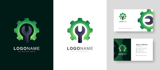 auto service, repair service, system administrator, car service Logo With Premium Business Card Design Vector Template for Your Company Business