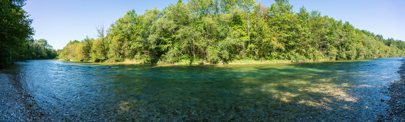 Alm Fluss Panorama in Oberösterreich