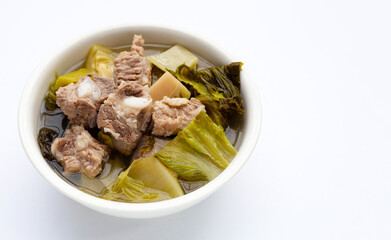 Pork rib soup with pickled cabbage or mustard greens