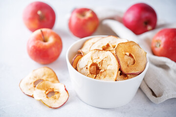 Dried apple chips in a bowl