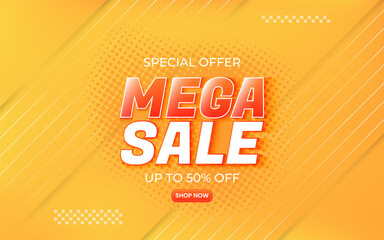 Mega sale banner template for promotion