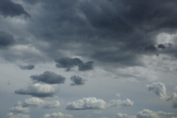 Dusky stormy gray sky with clouds